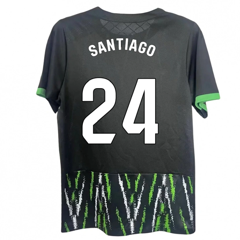 Danxen Donna Maglia Yago Santiago #24 Nero Verde Kit Gara Away 2025/26 Maglietta