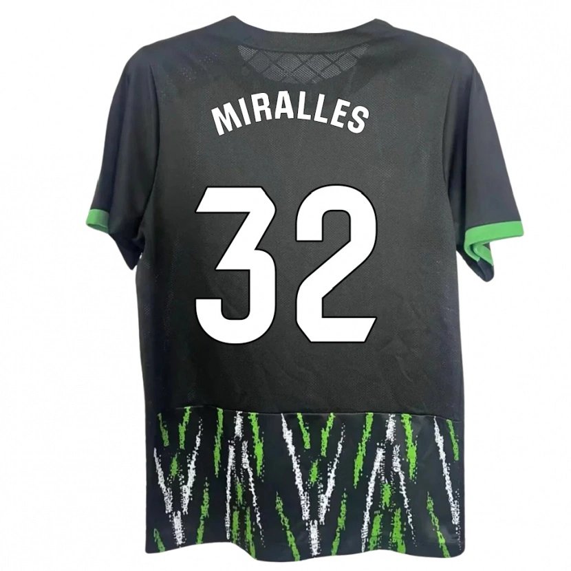 Danxen Donna Maglia Álvaro Miralles #32 Nero Verde Kit Gara Away 2025/26 Maglietta