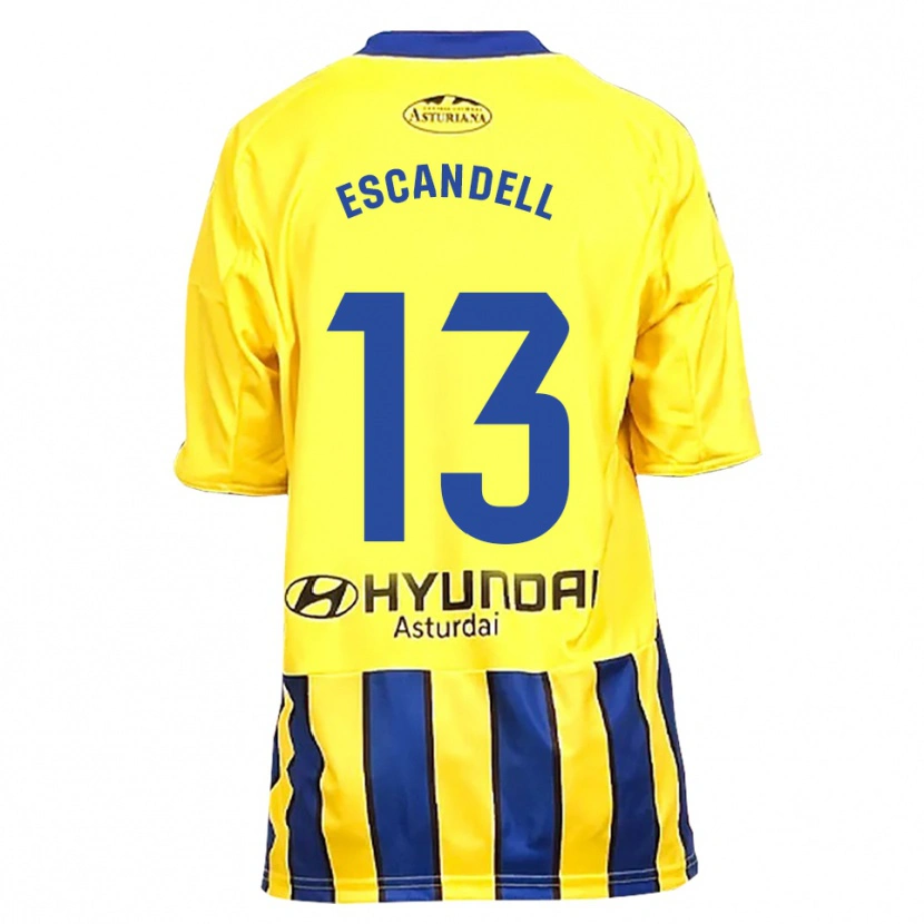 Danxen Donna Maglia Aarón Escandell #13 Giallo Blu Kit Gara Away 2025/26 Maglietta