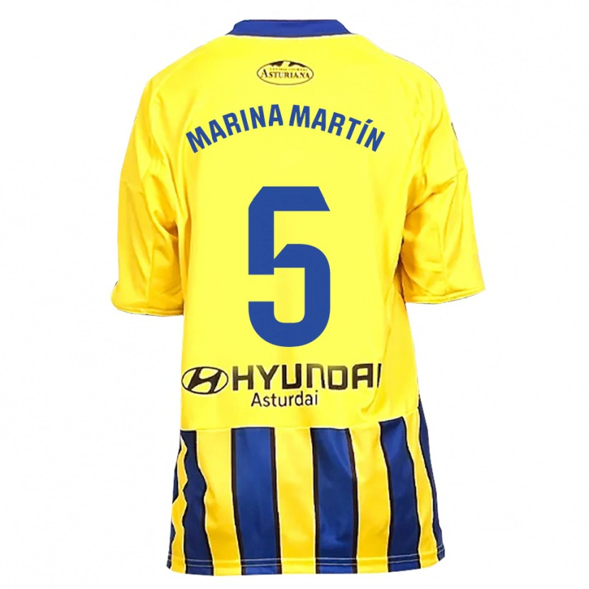 Danxen Donna Maglia Marina Martín #5 Giallo Blu Kit Gara Away 2025/26 Maglietta