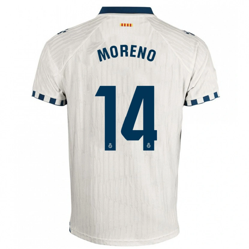 Danxen Donna Maglia Jan Moreno #14 Bianco Blu Kit Gara Away 2025/26 Maglietta
