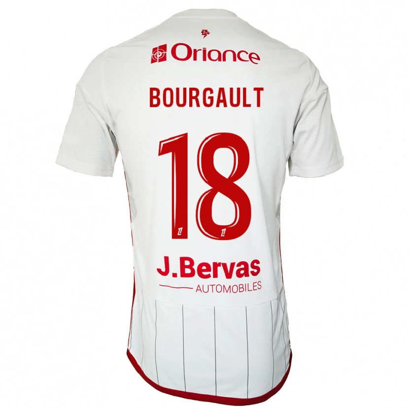 Danxen Donna Maglia Justin Bourgault #18 Bianco Rosso Kit Gara Away 2025/26 Maglietta