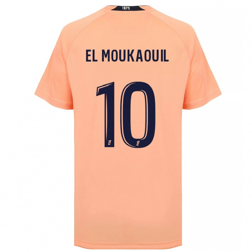 Danxen Donna Maglia Mohamed El Moukaouil #10 Arancione Blu Navy Kit Gara Away 2025/26 Maglietta