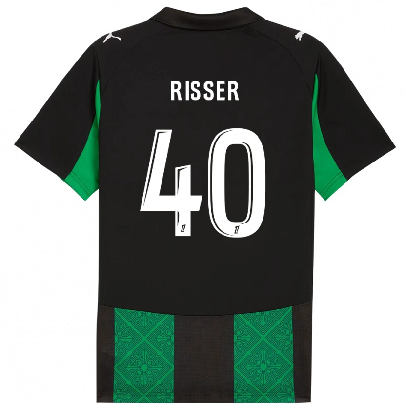 Danxen Donna Maglia Robin Risser #40 Nero Verde Kit Gara Away 2025/26 Maglietta