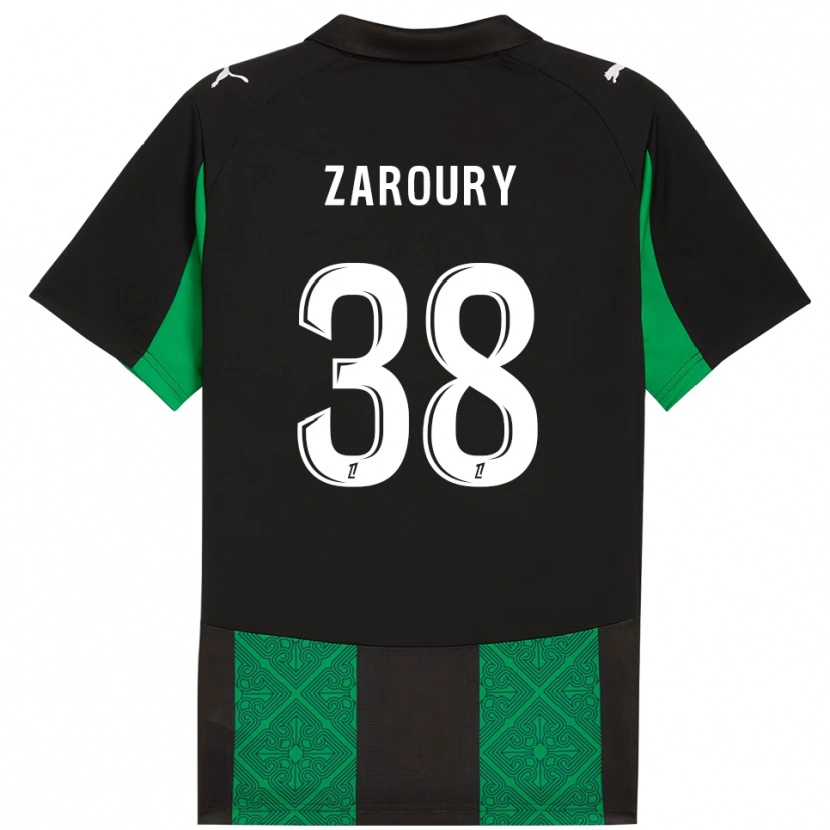 Danxen Donna Maglia Anass Zaroury #38 Nero Verde Kit Gara Away 2025/26 Maglietta