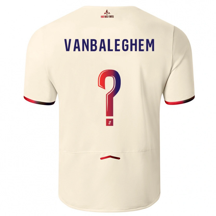 Danxen Donna Maglia Valentin Vanbaleghem #0 Bianco Sporco Rosso Kit Gara Away 2025/26 Maglietta