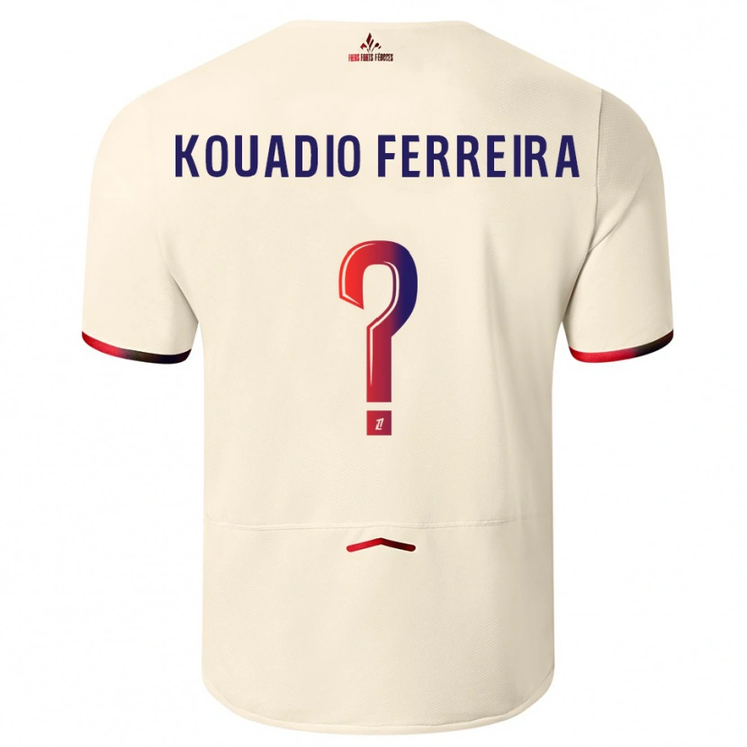 Danxen Donna Maglia Wilfrid Kouadio Ferreira #0 Bianco Sporco Rosso Kit Gara Away 2025/26 Maglietta