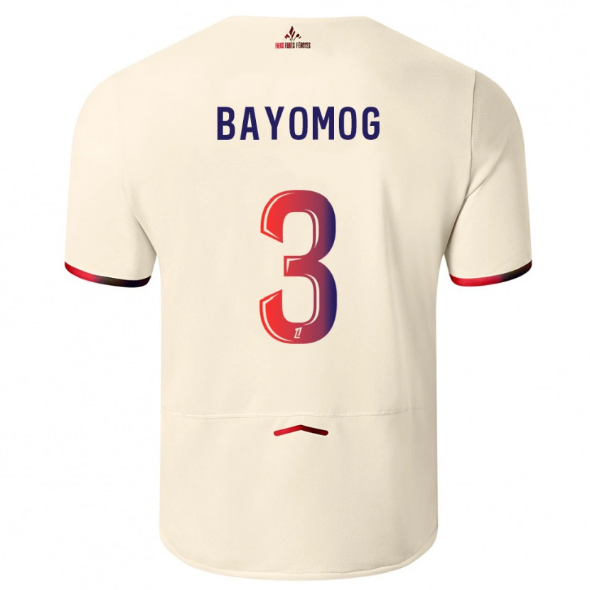 Danxen Donna Maglia Hugo Bayomog #3 Bianco Sporco Rosso Kit Gara Away 2025/26 Maglietta
