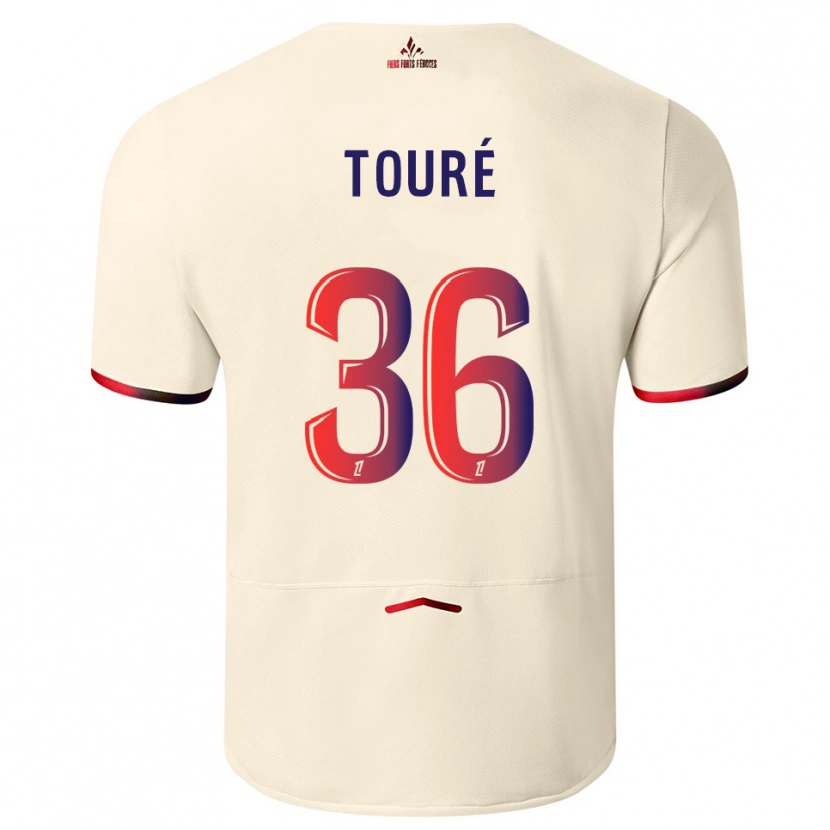 Danxen Donna Maglia Ousmane Touré #36 Bianco Sporco Rosso Kit Gara Away 2025/26 Maglietta