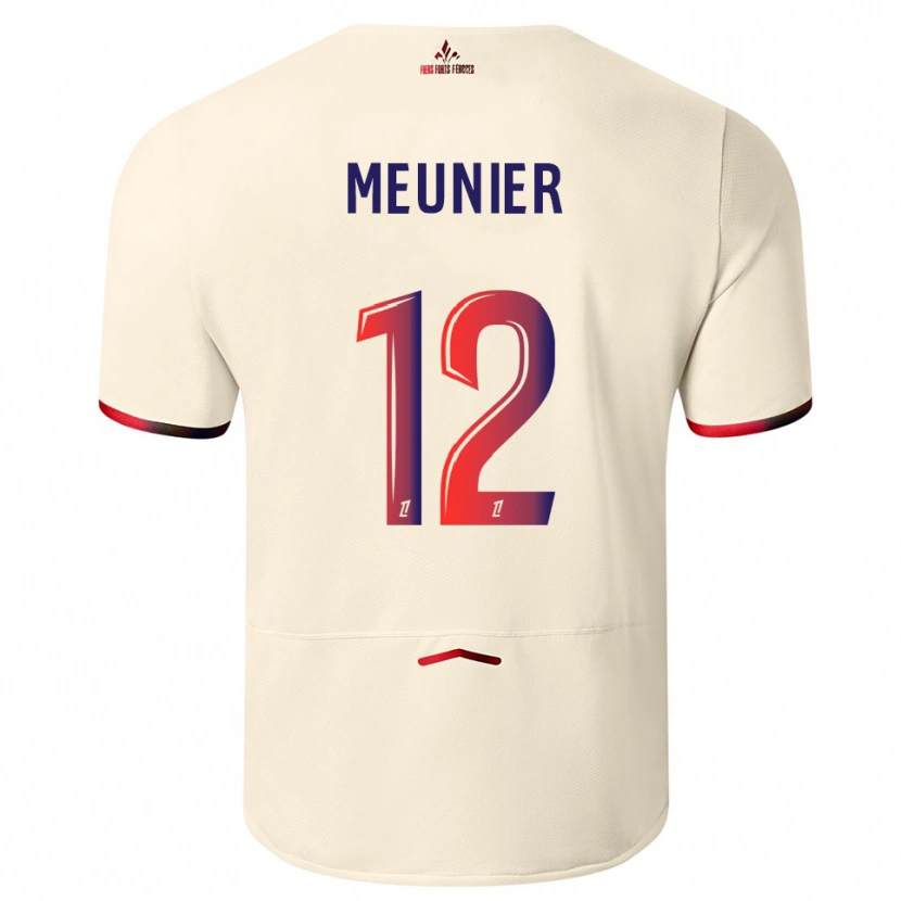 Danxen Donna Maglia Thomas Meunier #12 Bianco Sporco Rosso Kit Gara Away 2025/26 Maglietta