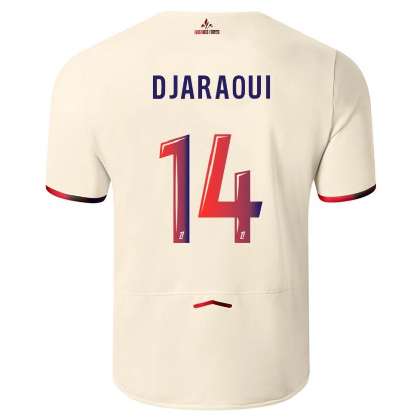 Danxen Donna Maglia Mehdi Djaraoui #14 Bianco Sporco Rosso Kit Gara Away 2025/26 Maglietta