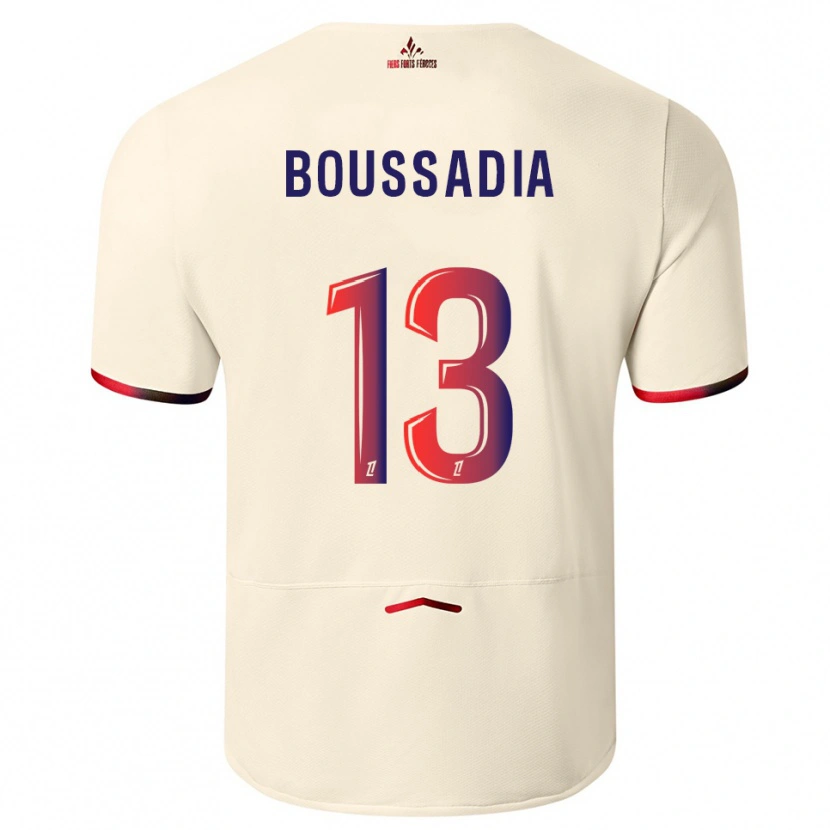 Danxen Donna Maglia Saad Boussadia #13 Bianco Sporco Rosso Kit Gara Away 2025/26 Maglietta
