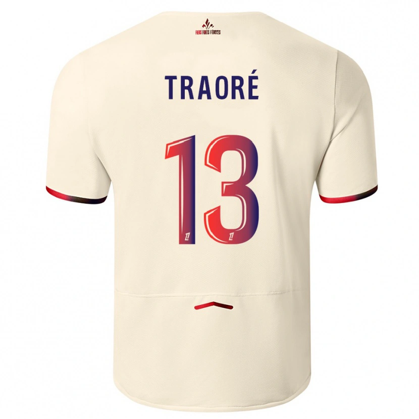 Danxen Donna Maglia Yéli Traoré #13 Bianco Sporco Rosso Kit Gara Away 2025/26 Maglietta