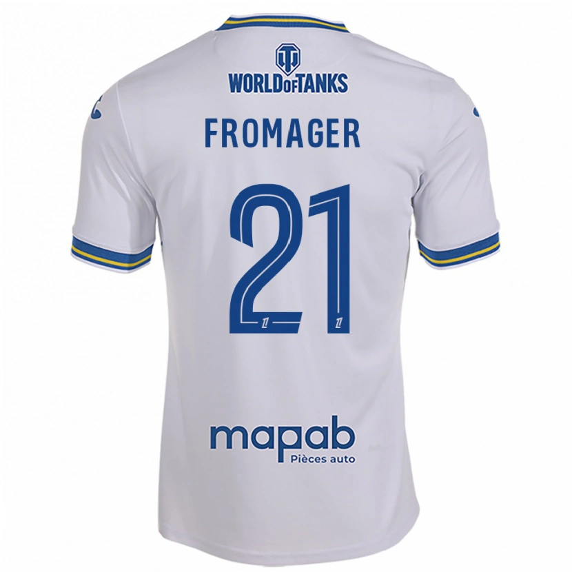 Danxen Donna Maglia Côme Fromager #21 Bianco Azzurro Kit Gara Away 2025/26 Maglietta