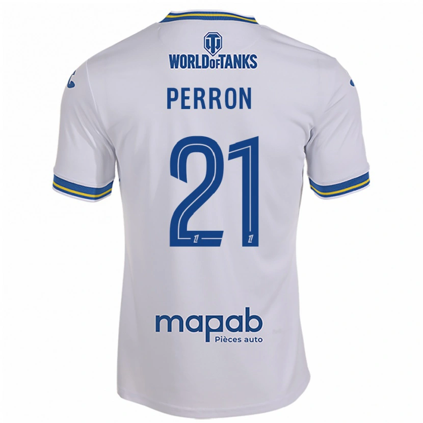 Danxen Donna Maglia Angéline Perron #21 Bianco Azzurro Kit Gara Away 2025/26 Maglietta