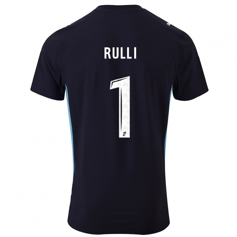 Danxen Donna Maglia Gerónimo Rulli #1 Nero Azzurro Kit Gara Away 2025/26 Maglietta