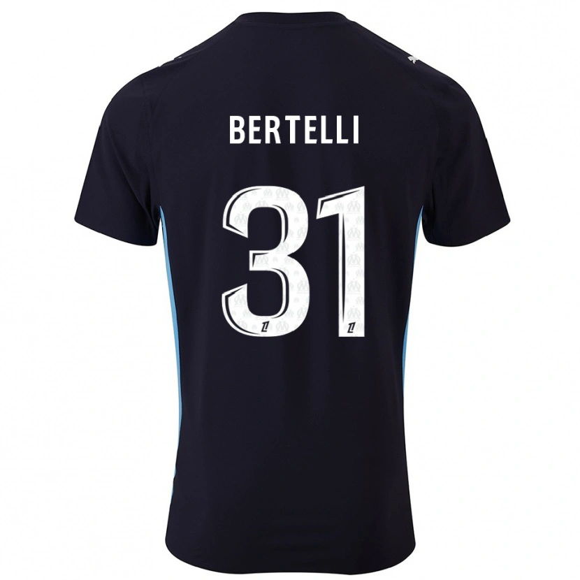 Danxen Donna Maglia Ugo Bertelli #31 Nero Azzurro Kit Gara Away 2025/26 Maglietta