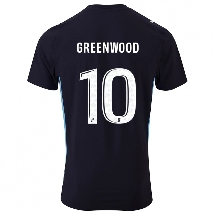 Danxen Donna Maglia Mason Greenwood #10 Nero Azzurro Kit Gara Away 2025/26 Maglietta