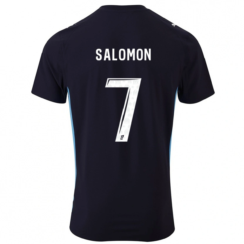 Danxen Donna Maglia Maëva Salomon #7 Nero Azzurro Kit Gara Away 2025/26 Maglietta