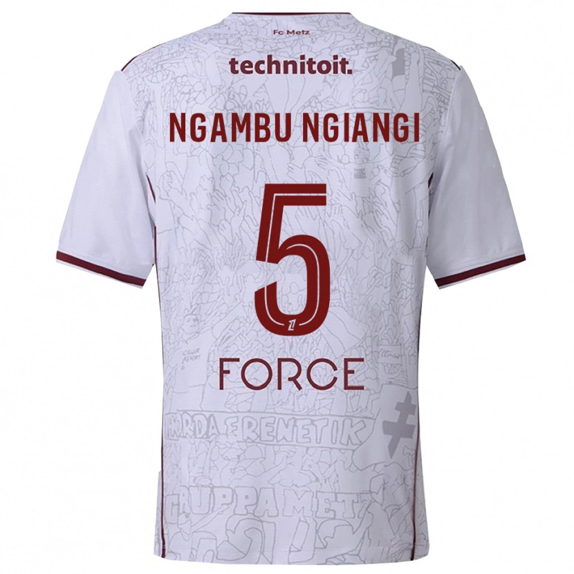 Danxen Donna Maglia Esther Ngambu Ngiangi #5 Bianco Borgogna Kit Gara Away 2025/26 Maglietta