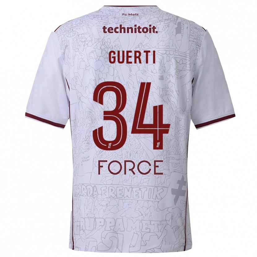 Danxen Donna Maglia Ismaël Guerti #34 Bianco Borgogna Kit Gara Away 2025/26 Maglietta