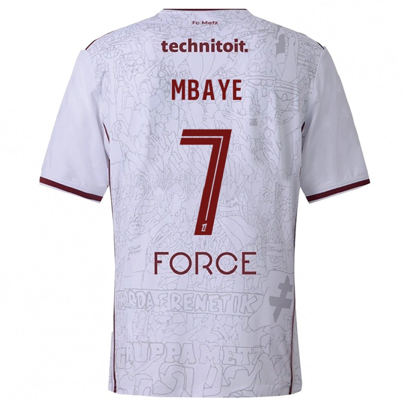 Danxen Donna Maglia Malick Mbaye #7 Bianco Borgogna Kit Gara Away 2025/26 Maglietta
