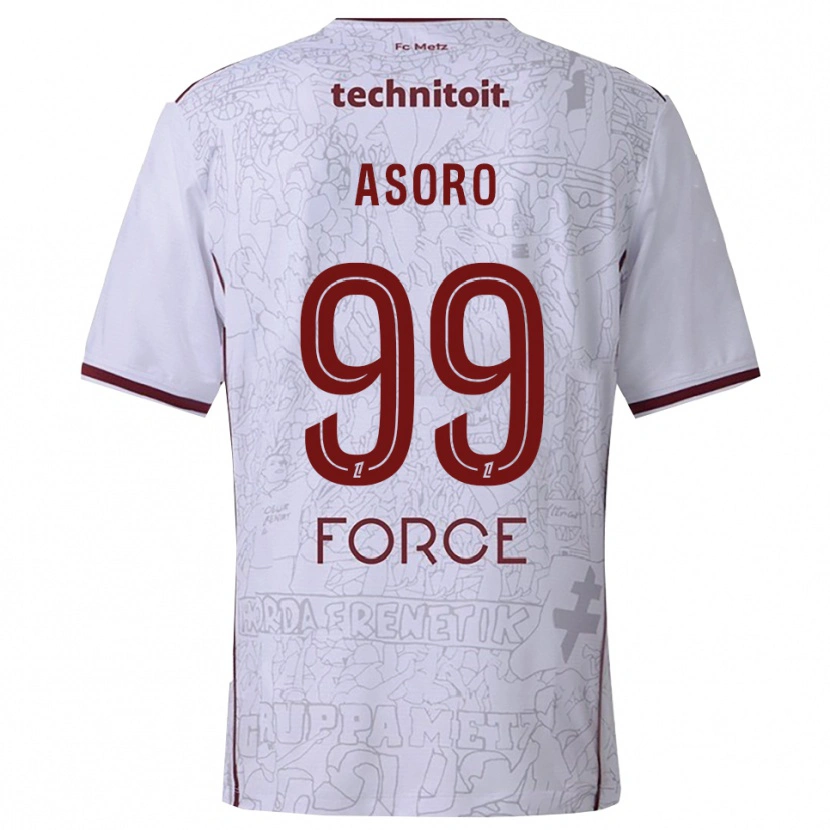 Danxen Donna Maglia Joel Asoro #99 Bianco Borgogna Kit Gara Away 2025/26 Maglietta