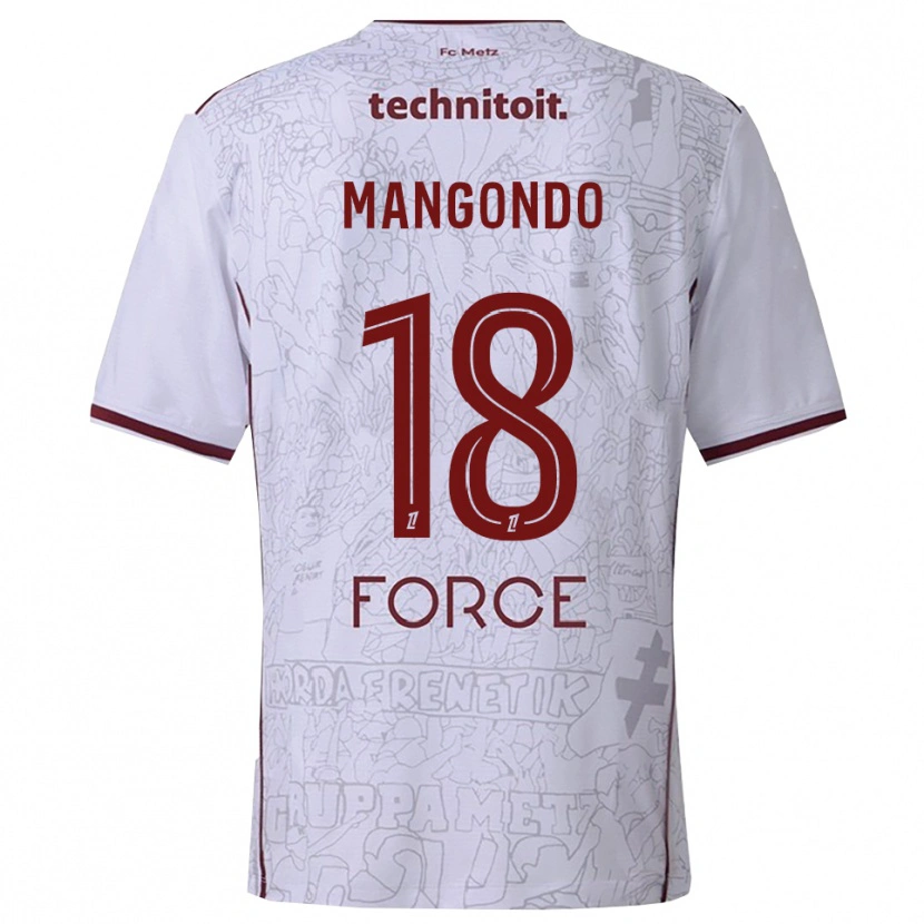 Danxen Donna Maglia Joseph Mangondo #18 Bianco Borgogna Kit Gara Away 2025/26 Maglietta