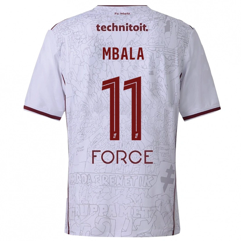 Danxen Donna Maglia Nathan Mbala #11 Bianco Borgogna Kit Gara Away 2025/26 Maglietta