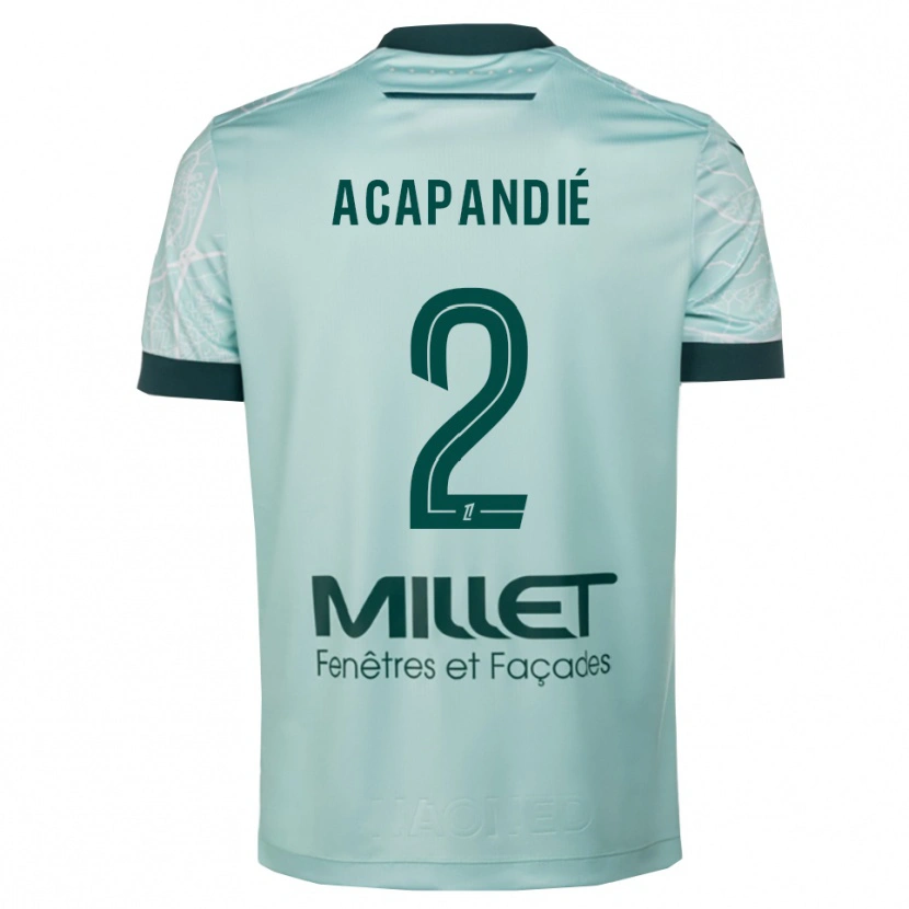 Danxen Donna Maglia Mathieu Acapandié #2 Verde Bianco Kit Gara Away 2025/26 Maglietta