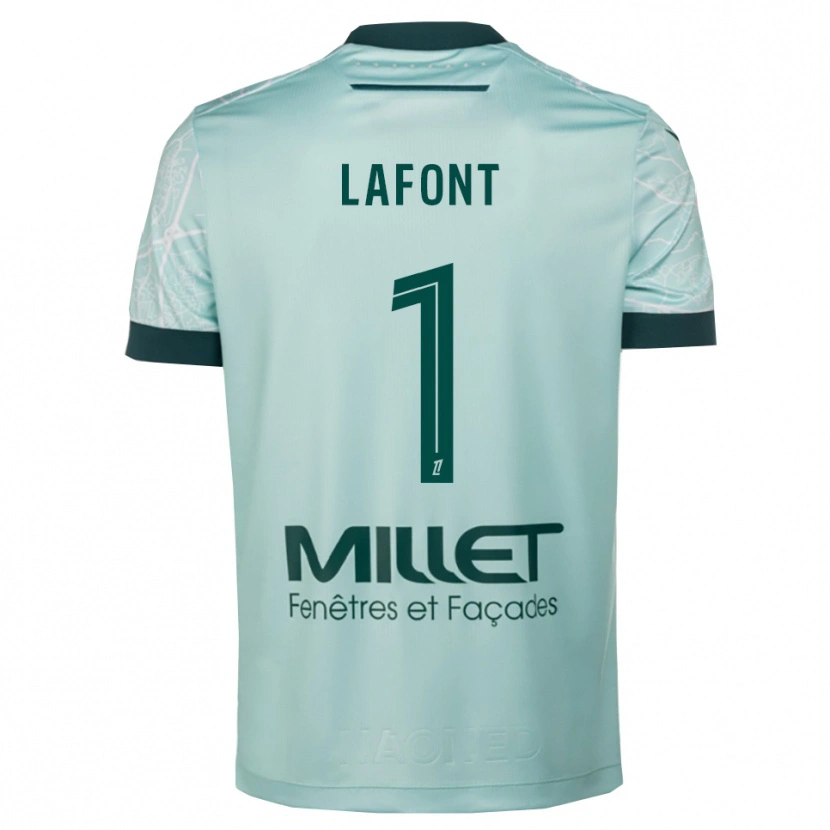 Danxen Donna Maglia Alban Lafont #1 Verde Bianco Kit Gara Away 2025/26 Maglietta