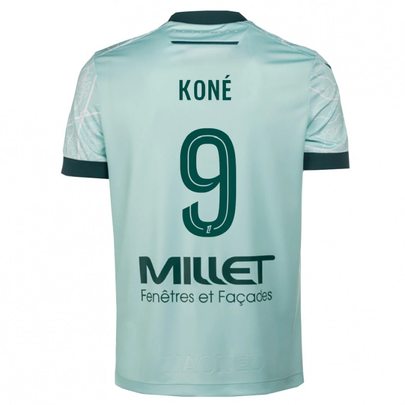 Danxen Donna Maglia Junior Koné #9 Verde Bianco Kit Gara Away 2025/26 Maglietta