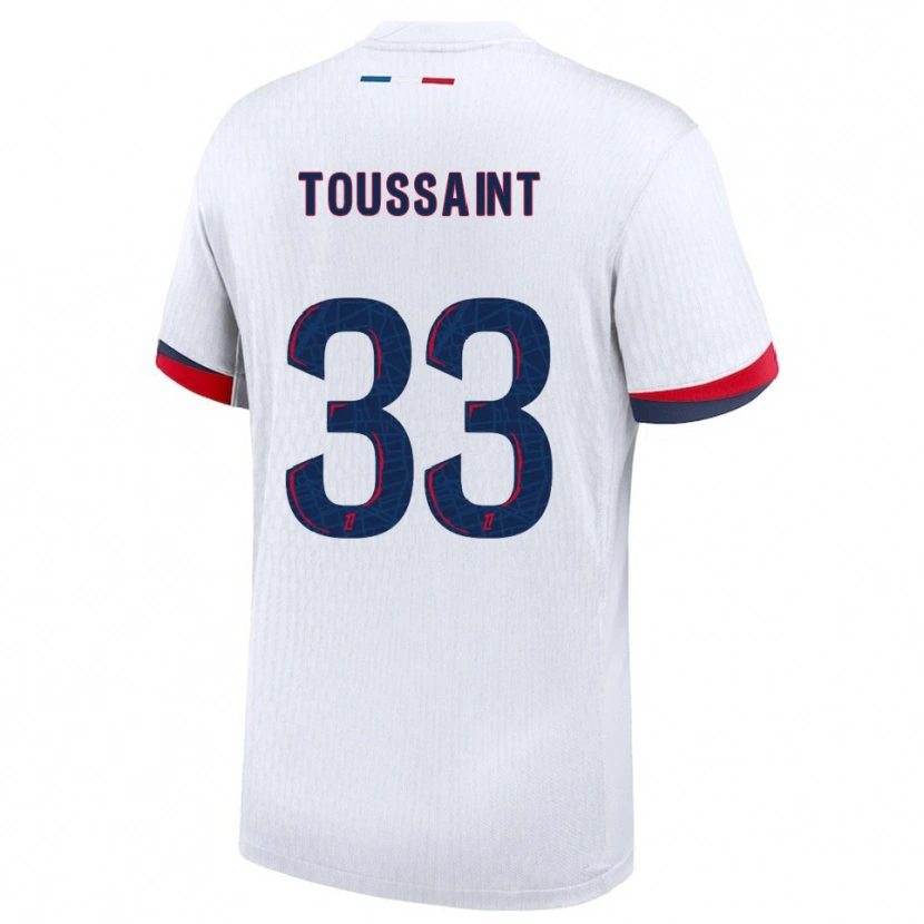 Danxen Donna Maglia Océane Toussaint #33 Bianco Rosso Kit Gara Away 2025/26 Maglietta