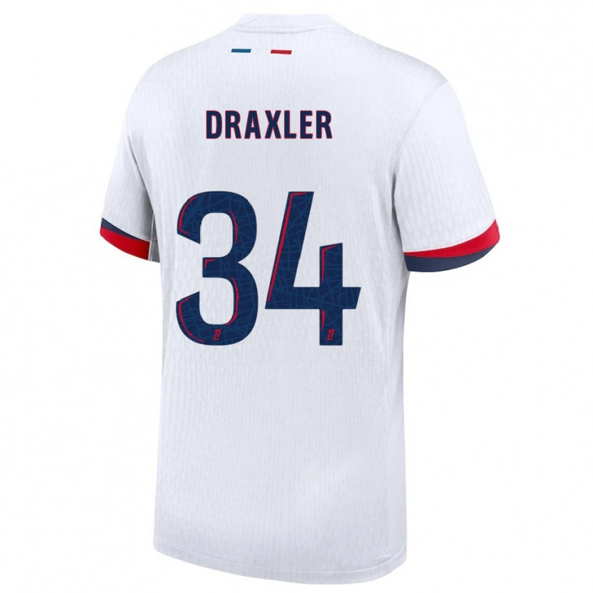 Danxen Donna Maglia Julian Draxler #34 Bianco Rosso Kit Gara Away 2025/26 Maglietta