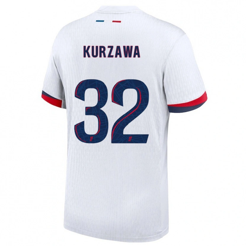 Danxen Donna Maglia Layvin Kurzawa #32 Bianco Rosso Kit Gara Away 2025/26 Maglietta