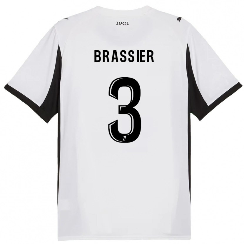 Danxen Donna Maglia Lilian Brassier #3 Bianco Nero Kit Gara Away 2025/26 Maglietta