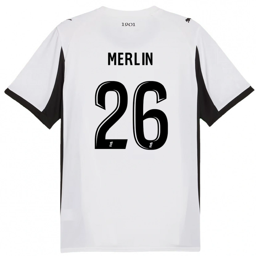 Danxen Donna Maglia Quentin Merlin #26 Bianco Nero Kit Gara Away 2025/26 Maglietta