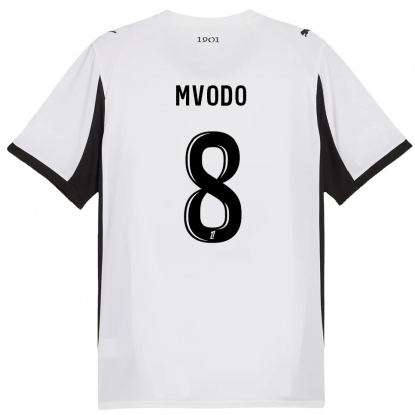 Danxen Donna Maglia Steeve Mvodo Mvodo #8 Bianco Nero Kit Gara Away 2025/26 Maglietta