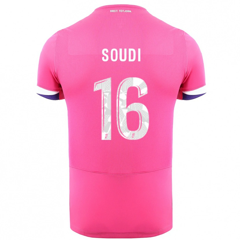 Danxen Donna Maglia Adam Soudi #16 Rosa Bianco Kit Gara Away 2025/26 Maglietta