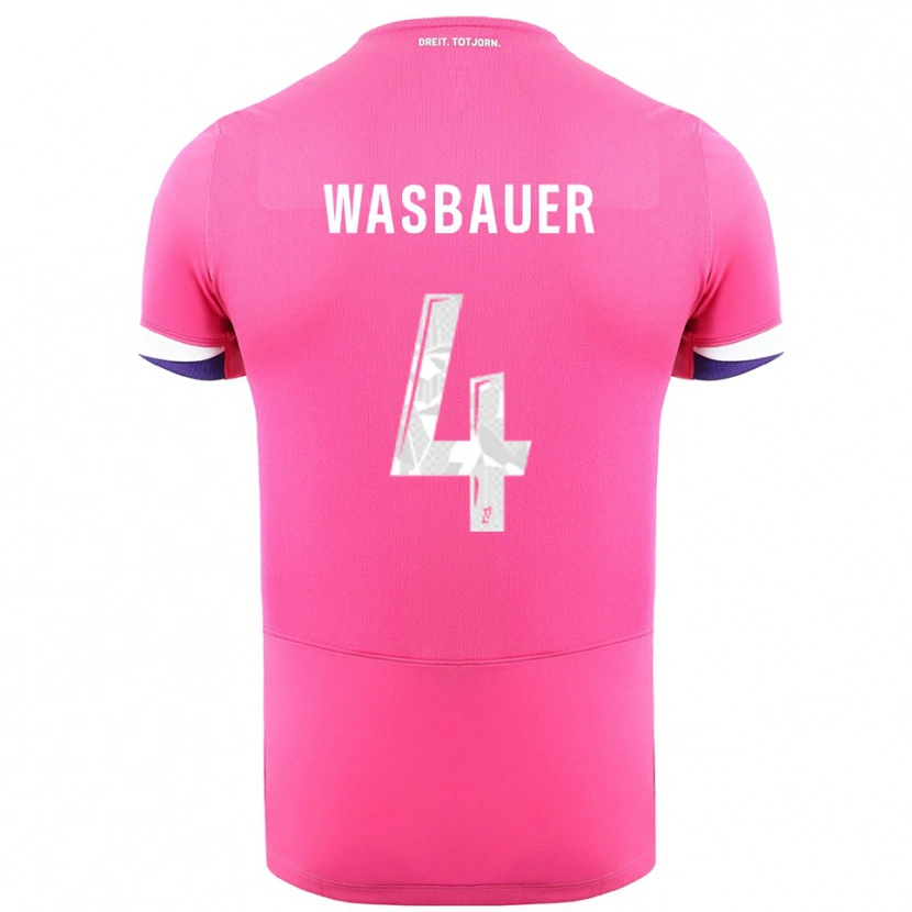 Danxen Donna Maglia Nicolas Wasbauer #4 Rosa Bianco Kit Gara Away 2025/26 Maglietta