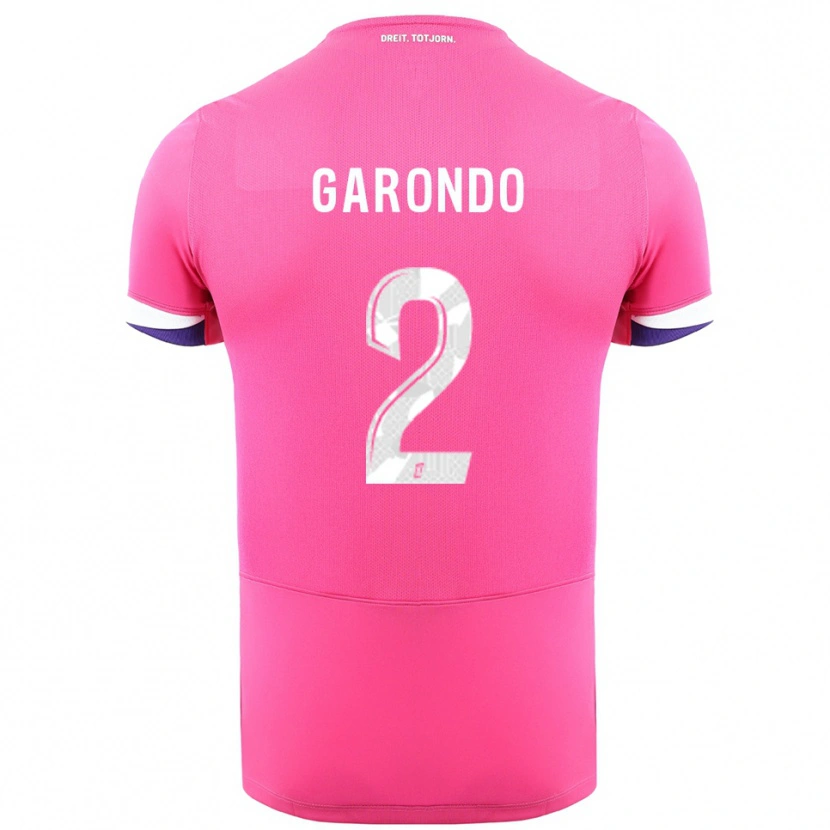 Danxen Donna Maglia Thibaud Garondo #2 Rosa Bianco Kit Gara Away 2025/26 Maglietta