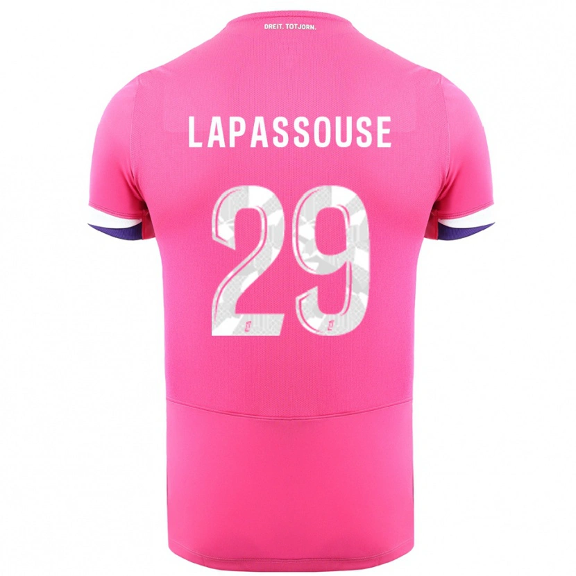 Danxen Donna Maglia Louna Lapassouse #29 Rosa Bianco Kit Gara Away 2025/26 Maglietta