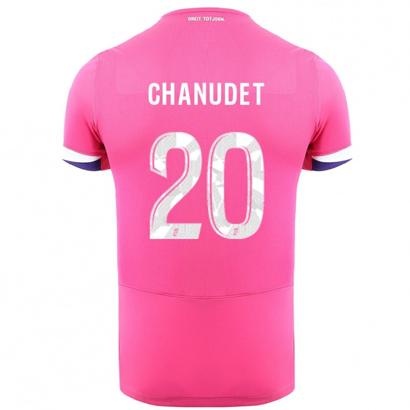Danxen Donna Maglia Coralie Chanudet #20 Rosa Bianco Kit Gara Away 2025/26 Maglietta