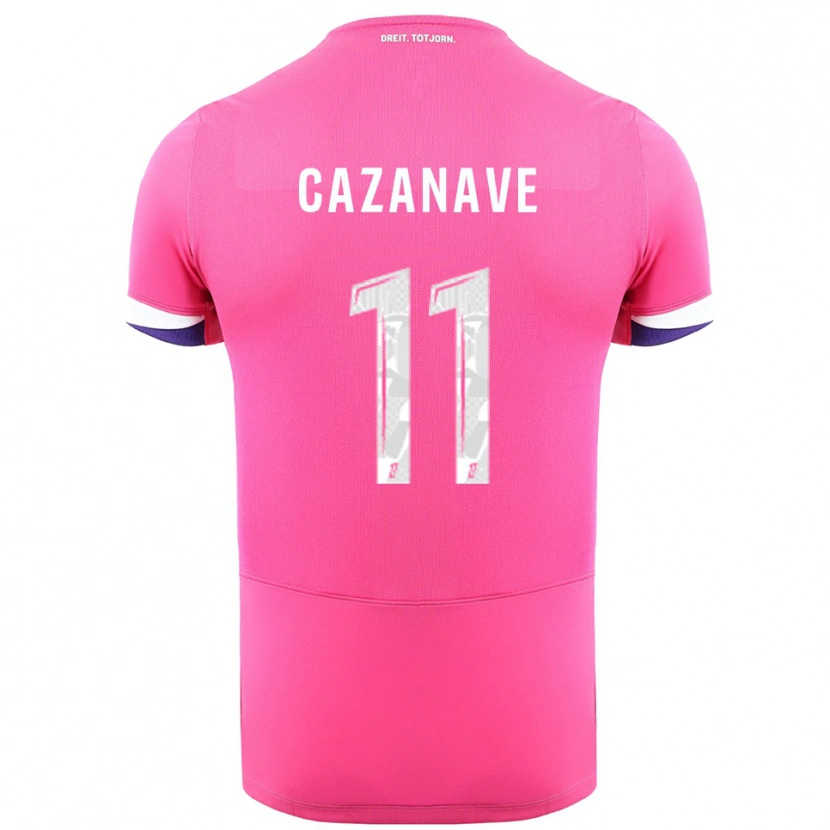 Danxen Donna Maglia Julie Cazanave #11 Rosa Bianco Kit Gara Away 2025/26 Maglietta