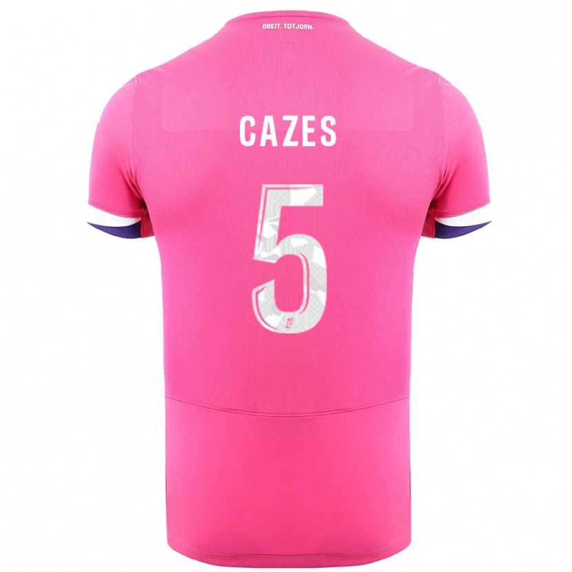 Danxen Donna Maglia Manon Cazes #5 Rosa Bianco Kit Gara Away 2025/26 Maglietta