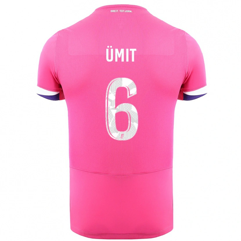 Danxen Donna Maglia Ümit Akdağ #6 Rosa Bianco Kit Gara Away 2025/26 Maglietta