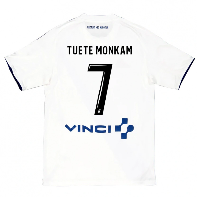 Danxen Donna Maglia Malcolm Tuete Monkam #7 Bianco Blu Kit Gara Away 2025/26 Maglietta