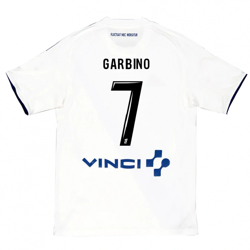 Danxen Donna Maglia Maëlle Garbino #7 Bianco Blu Kit Gara Away 2025/26 Maglietta