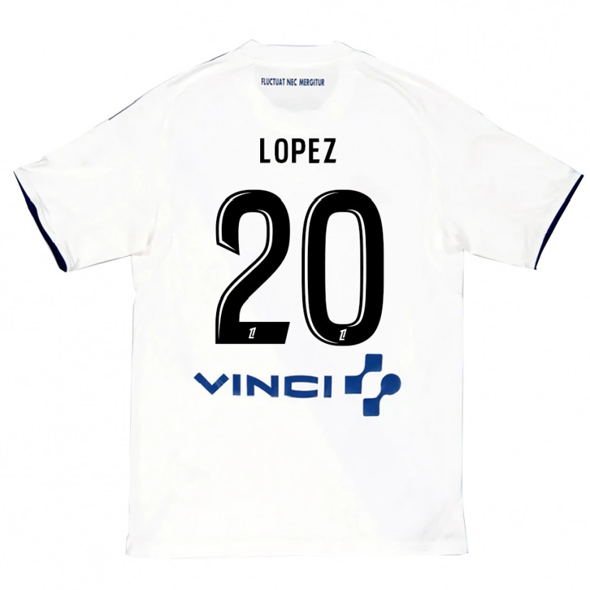 Danxen Donna Maglia Julien Lopez #20 Bianco Blu Kit Gara Away 2025/26 Maglietta