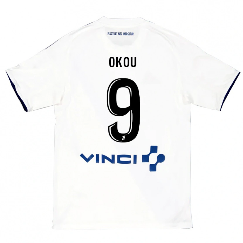 Danxen Donna Maglia Christ Okou #9 Bianco Blu Kit Gara Away 2025/26 Maglietta
